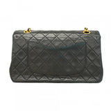 【6cb1924】シャネル ショルダーバッグ マトラッセ Wフラップ Wチェーン ラムスキン ブラック ゴールド金具【中古】レディース