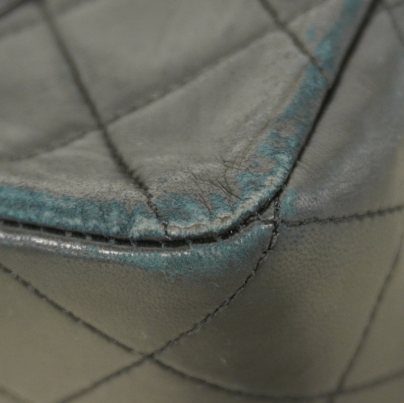 【6cb1924】シャネル ショルダーバッグ マトラッセ Wフラップ Wチェーン ラムスキン ブラック ゴールド金具【中古】レディース