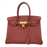 【6cb2007-g】エルメス ハンドバッグ バーキン30 トゴ ルージュアッシュ ゴールド金具 K刻印【中古】レディース