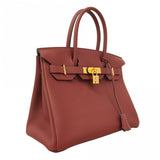 【6cb2007-g】エルメス ハンドバッグ バーキン30 トゴ ルージュアッシュ ゴールド金具 K刻印【中古】レディース