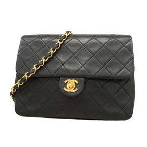 【6cb2009】シャネル ショルダーバッグ ミニマトラッセ チェーンショルダー ラムスキン ブラック ゴールド金具【中古】レディース
