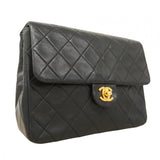 【6cb2009】シャネル ショルダーバッグ ミニマトラッセ チェーンショルダー ラムスキン ブラック ゴールド金具【中古】レディース