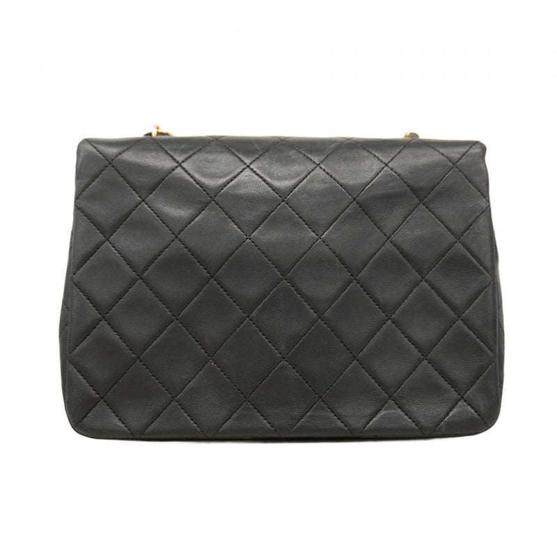 【6cb2009】シャネル ショルダーバッグ ミニマトラッセ チェーンショルダー ラムスキン ブラック ゴールド金具【中古】レディース