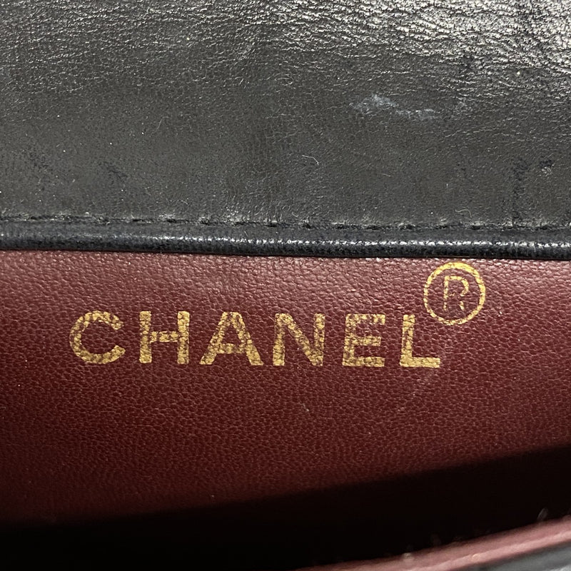 【6cb2056-k】シャネル ショルダーバッグ ミニマトラッセ チェーンショルダー ラムスキン ブラック ゴールド金具【中古】レディース