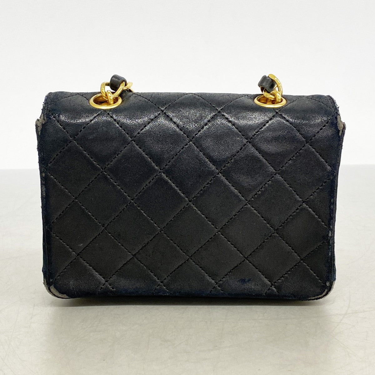 【6cb2056-k】シャネル ショルダーバッグ ミニマトラッセ チェーンショルダー ラムスキン ブラック ゴールド金具【中古】レディース