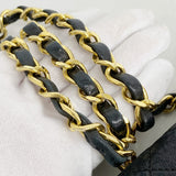 【6cb2056-k】シャネル ショルダーバッグ ミニマトラッセ チェーンショルダー ラムスキン ブラック ゴールド金具【中古】レディース