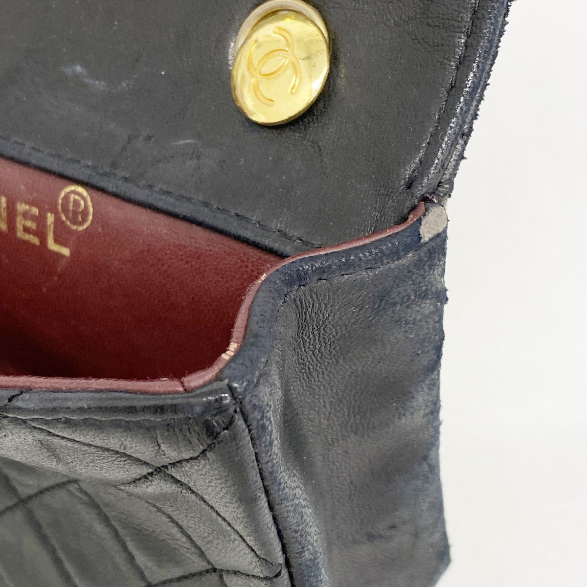 【6cb2056-k】シャネル ショルダーバッグ ミニマトラッセ チェーンショルダー ラムスキン ブラック ゴールド金具【中古】レディース