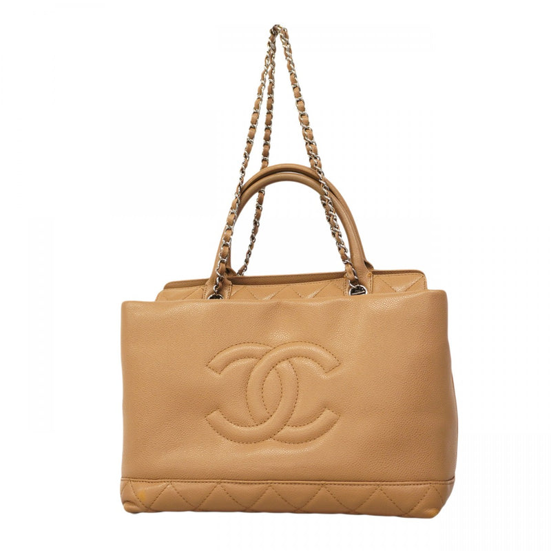 【6cb2239-k】シャネル ハンドバッグ マトラッセ チェーンショルダー キャビアスキン ブラウン シルバー金具 2wayバッグ【中古】レディース