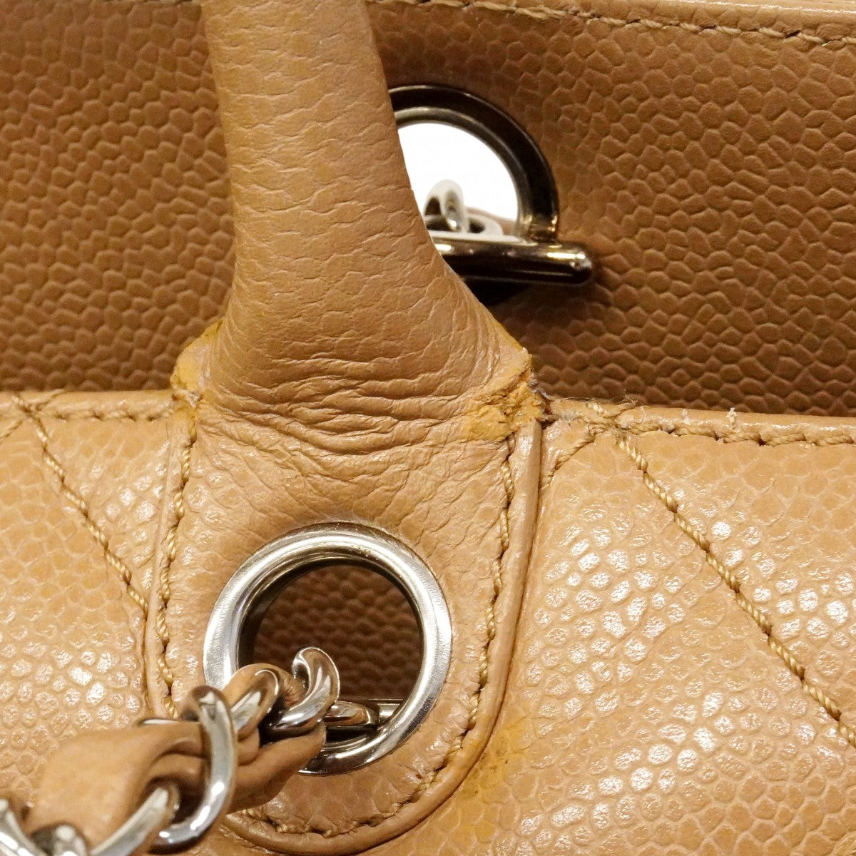 【6cb2239-k】シャネル ハンドバッグ マトラッセ チェーンショルダー キャビアスキン ブラウン シルバー金具 2wayバッグ【中古】レディース