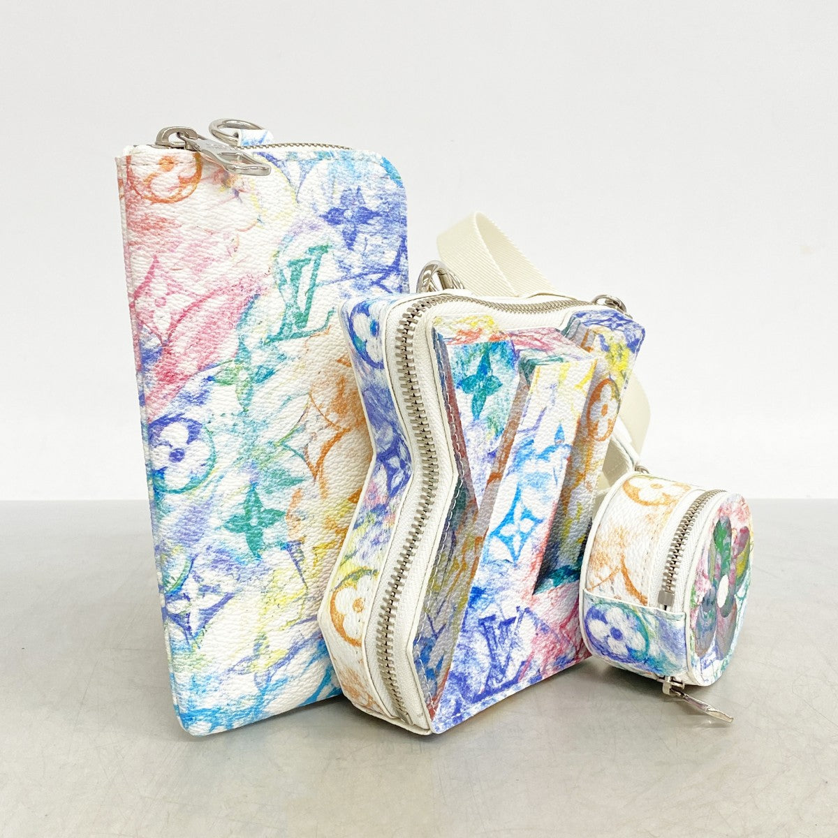 【6cb2272-k】ルイヴィトン ショルダーバッグ モノグラム・パステルカラーズ ブロックLV M57277 マルチカラー ホワイト【中古】メンズ レディース ユニセックス