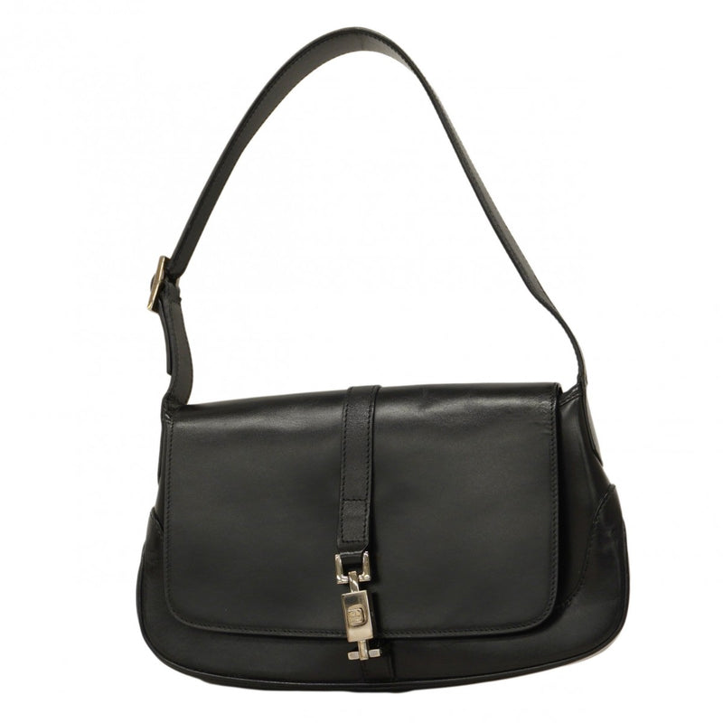 【6cb2275】グッチ ハンドバッグ ジャッキー 001 3824 レザー ブラック シルバー金具【中古】レディース