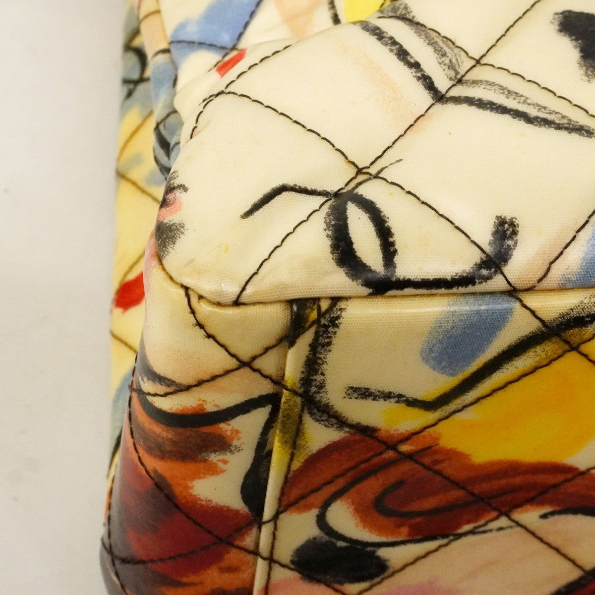 【6cb2276】シャネル ショルダーバッグ デカマトラッセ Wチェーン パテントレザー マルチカラー ゴールド金具【中古】レディース