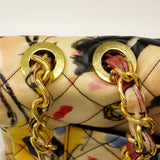 【6cb2276】シャネル ショルダーバッグ デカマトラッセ Wチェーン パテントレザー マルチカラー ゴールド金具【中古】レディース