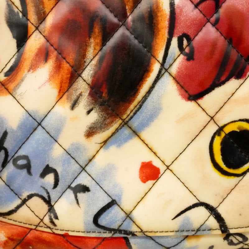 【6cb2276】シャネル ショルダーバッグ デカマトラッセ Wチェーン パテントレザー マルチカラー ゴールド金具【中古】レディース