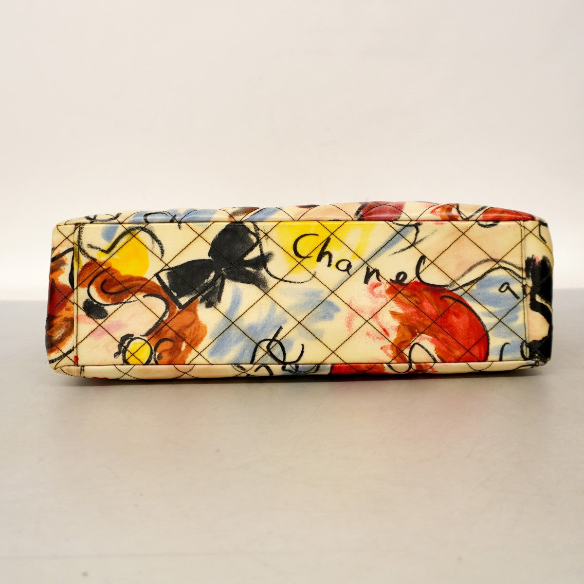 【6cb2276】シャネル ショルダーバッグ デカマトラッセ Wチェーン パテントレザー マルチカラー ゴールド金具【中古】レディース