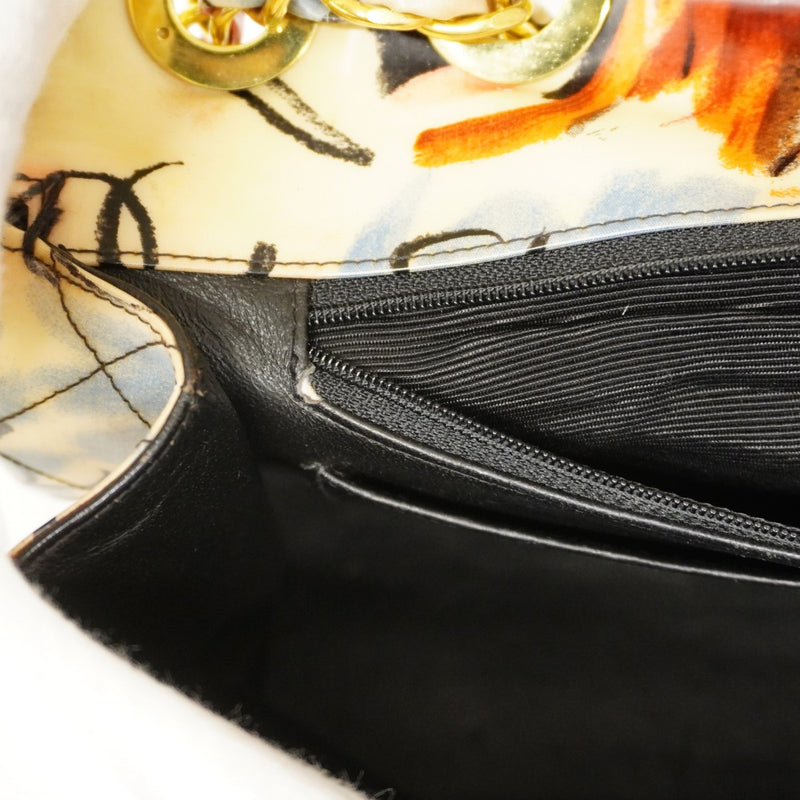 【6cb2276】シャネル ショルダーバッグ デカマトラッセ Wチェーン パテントレザー マルチカラー ゴールド金具【中古】レディース