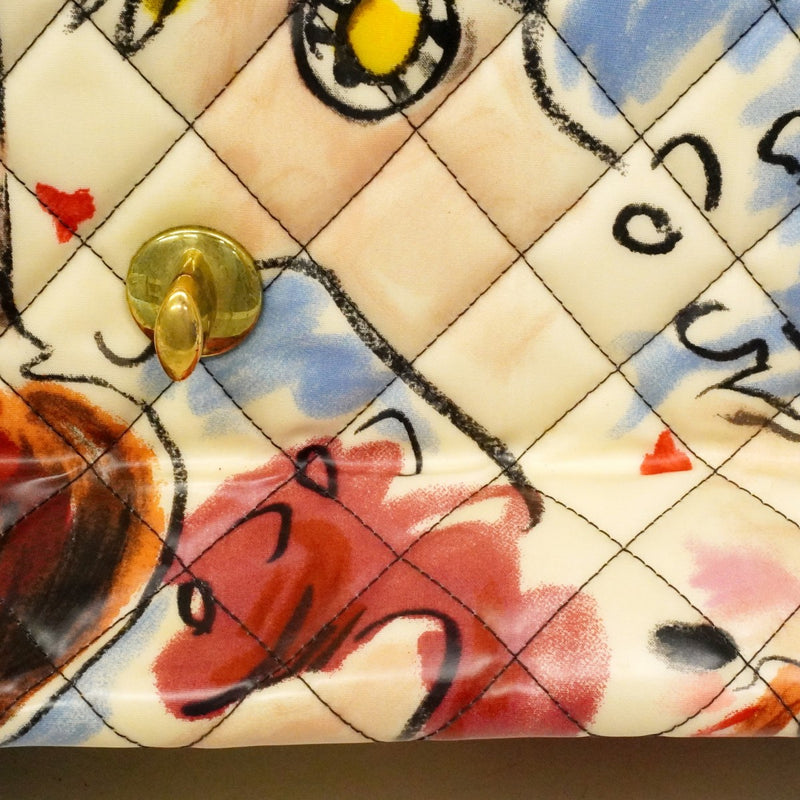 【6cb2276】シャネル ショルダーバッグ デカマトラッセ Wチェーン パテントレザー マルチカラー ゴールド金具【中古】レディース