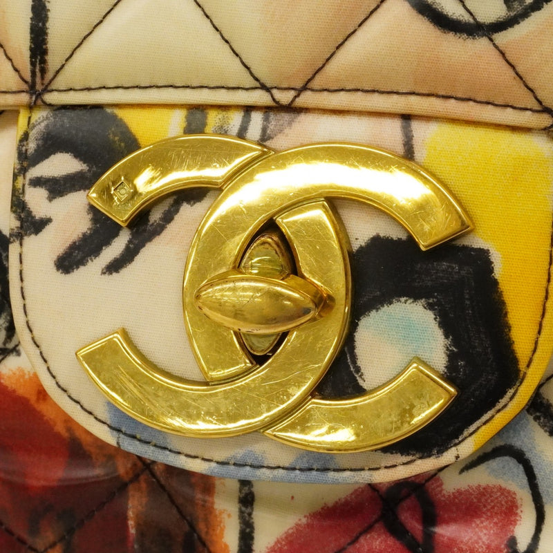 【6cb2276】シャネル ショルダーバッグ デカマトラッセ Wチェーン パテントレザー マルチカラー ゴールド金具【中古】レディース