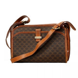 【6cb2286】セリーヌ ショルダーバッグ マカダム PVC ブラウン ゴールド金具【中古】レディース