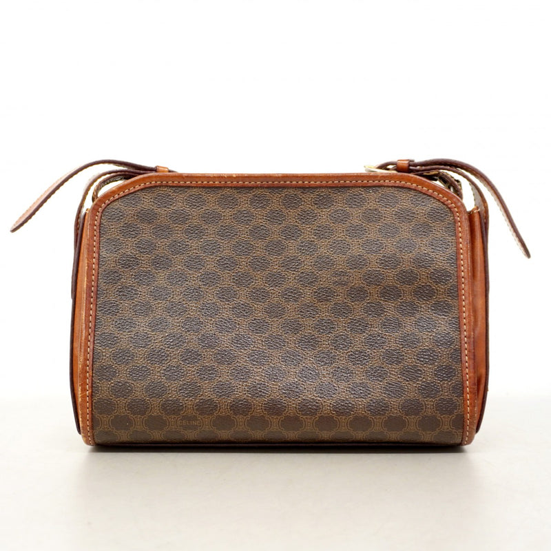 【6cb2286】セリーヌ ショルダーバッグ マカダム PVC ブラウン ゴールド金具【中古】レディース