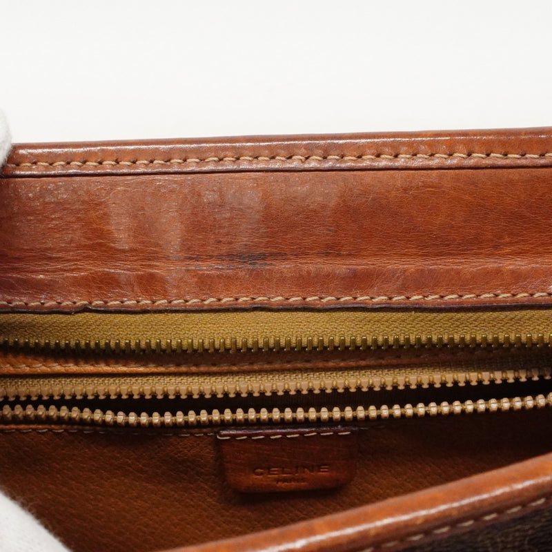 【6cb2286】セリーヌ ショルダーバッグ マカダム PVC ブラウン ゴールド金具【中古】レディース