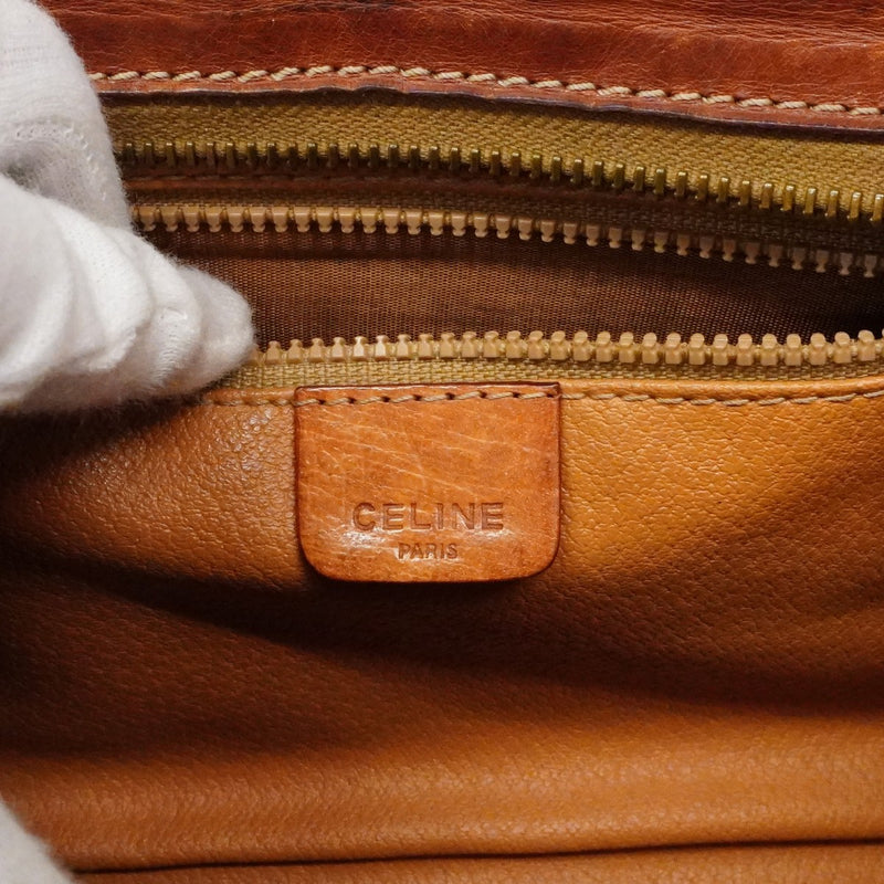 【6cb2286】セリーヌ ショルダーバッグ マカダム PVC ブラウン ゴールド金具【中古】レディース