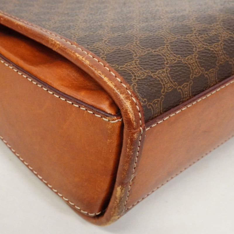 【6cb2286】セリーヌ ショルダーバッグ マカダム PVC ブラウン ゴールド金具【中古】レディース