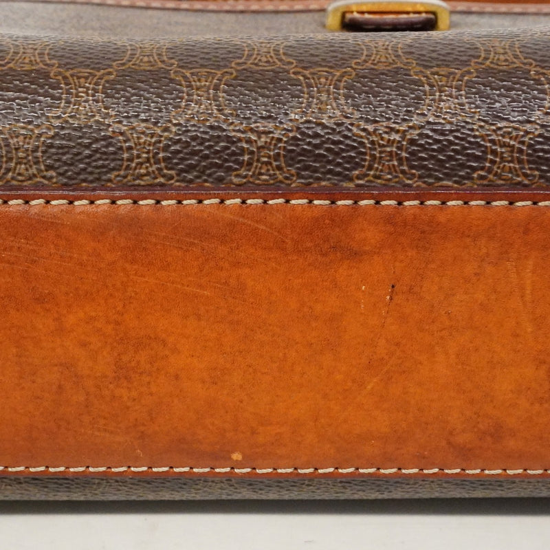 【6cb2286】セリーヌ ショルダーバッグ マカダム PVC ブラウン ゴールド金具【中古】レディース