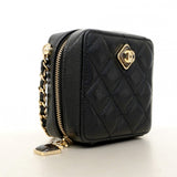 【6cb2289】シャネル ショルダーバッグ マトラッセ チェーンショルダー キャビアスキン ブラック シャンパンゴールド金具【中古】レディース