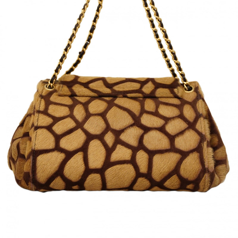 【6cb2300】シャネル ショルダーバッグ 2.55 ハラコ ブラウン ゴールド金具【中古】レディース