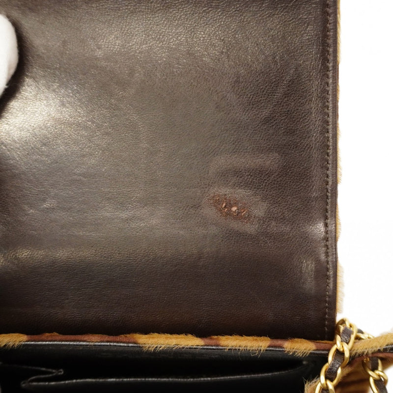 【6cb2300】シャネル ショルダーバッグ 2.55 ハラコ ブラウン ゴールド金具【中古】レディース