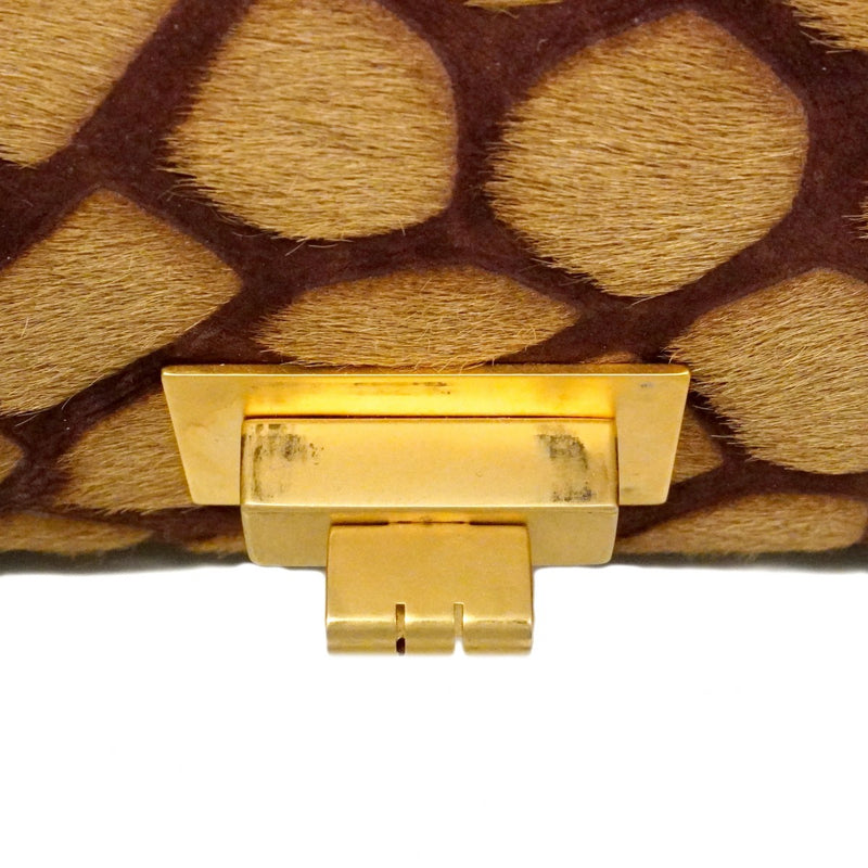 【6cb2300】シャネル ショルダーバッグ 2.55 ハラコ ブラウン ゴールド金具【中古】レディース