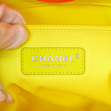【6cb2301】シャネル チェーントート ドーヴィル キャンバス オレンジ イエロー シルバー金具【中古】レディース