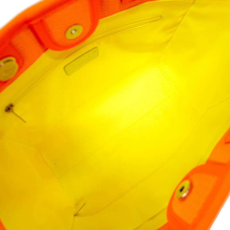 【6cb2301】シャネル チェーントート ドーヴィル キャンバス オレンジ イエロー シルバー金具【中古】レディース