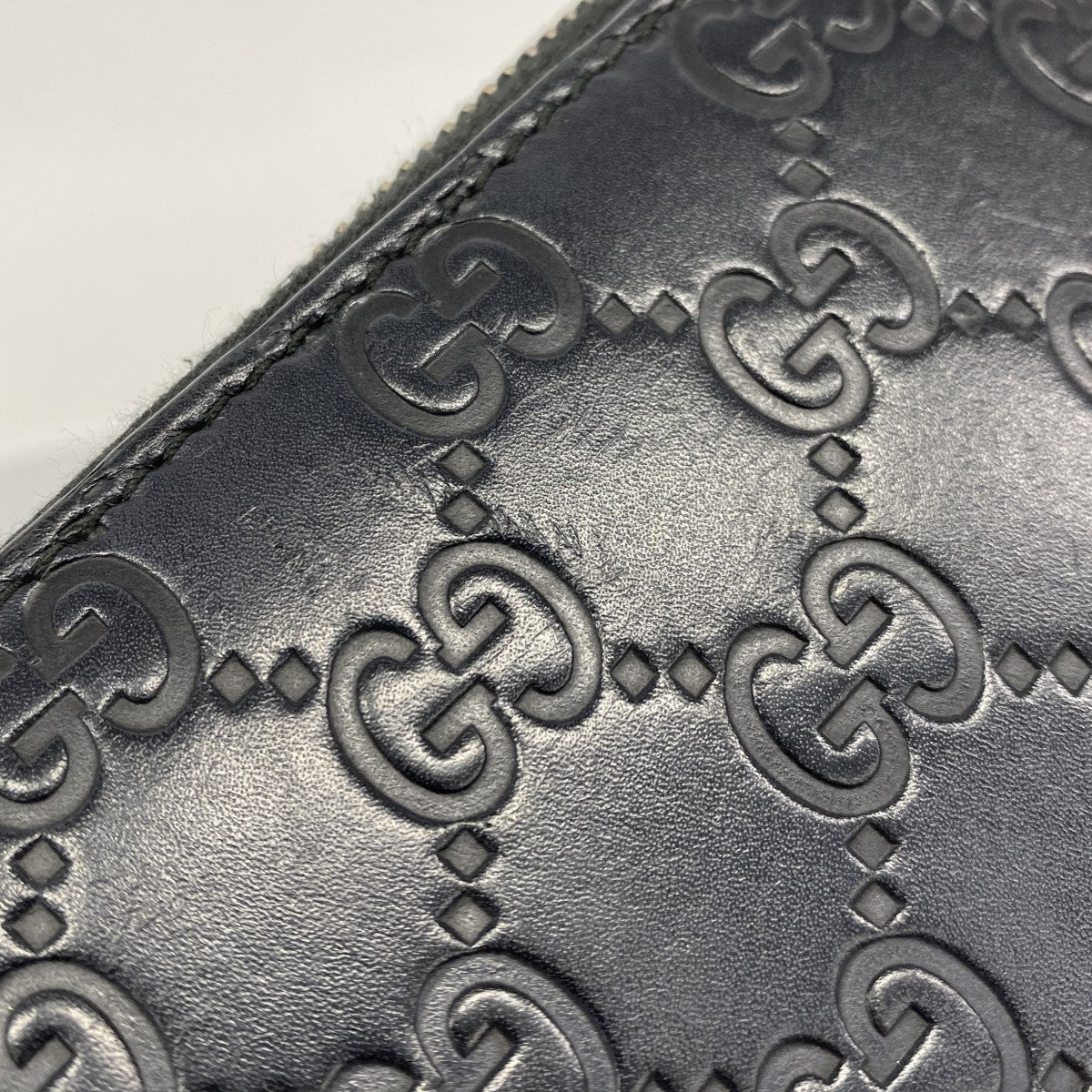 【6cb2305-k】グッチ 長財布 グッチシマ 307987 レザー ネイビー シルバー金具【中古】メンズ