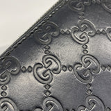 【6cb2305-k】グッチ 長財布 グッチシマ 307987 レザー ネイビー シルバー金具【中古】メンズ