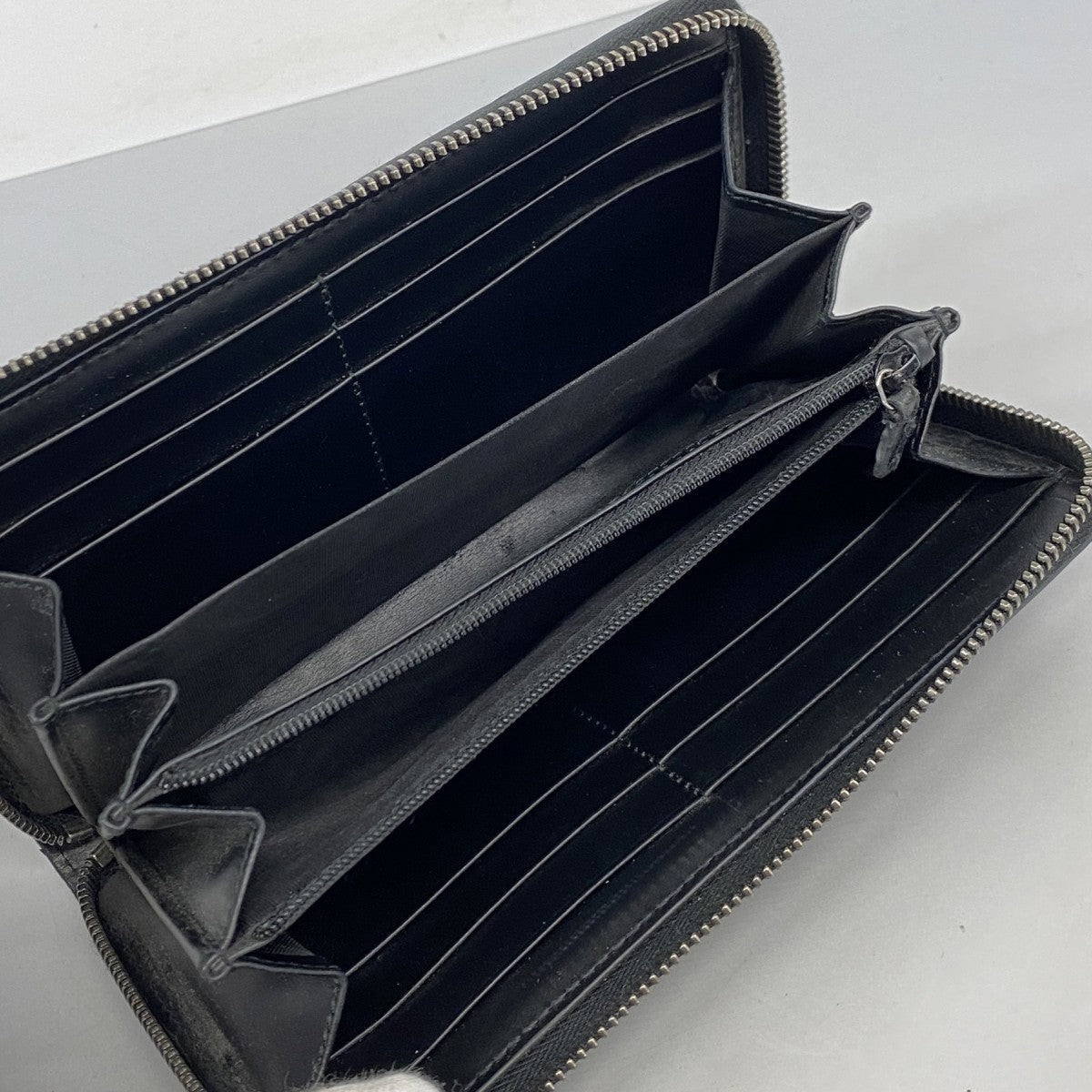 【6cb2305-k】グッチ 長財布 グッチシマ 307987 レザー ネイビー シルバー金具【中古】メンズ