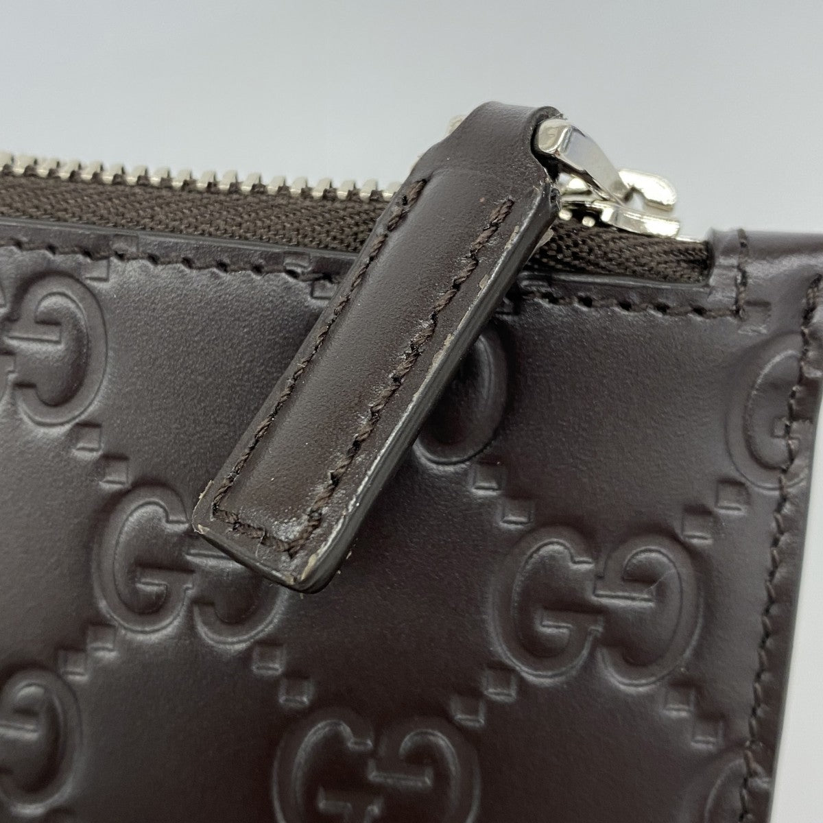 【6cb2306-k】グッチ コインケース グッチシマ 779876 レザー ブラウン シルバー金具【中古】メンズ