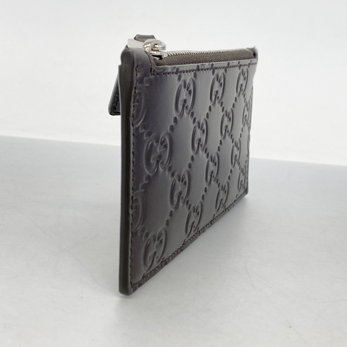 【6cb2306-k】グッチ コインケース グッチシマ 779876 レザー ブラウン シルバー金具【中古】メンズ