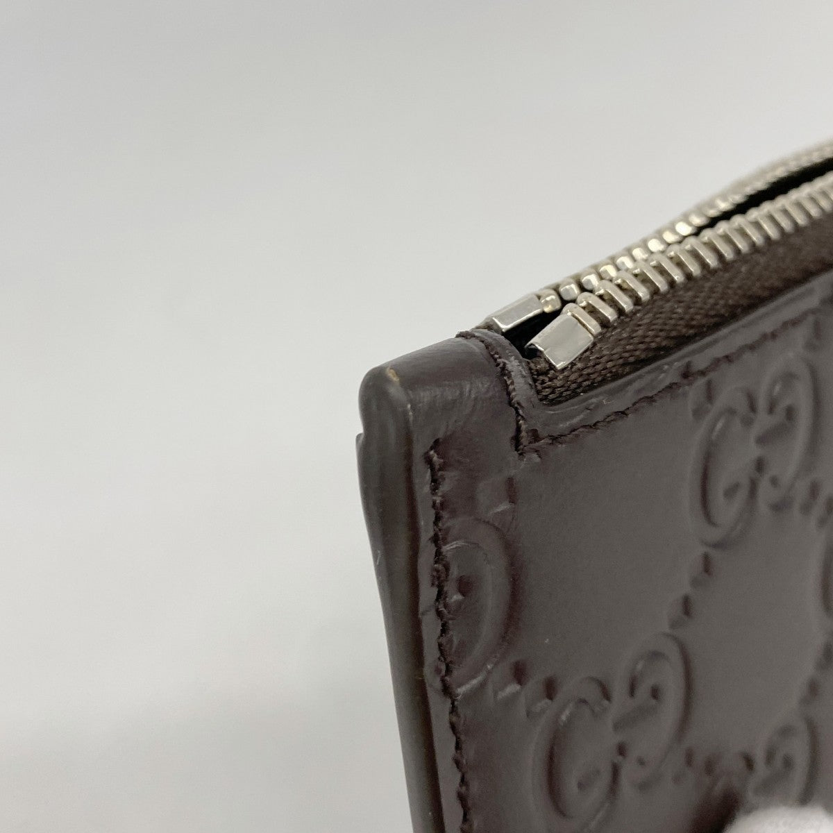 【6cb2306-k】グッチ コインケース グッチシマ 779876 レザー ブラウン シルバー金具【中古】メンズ