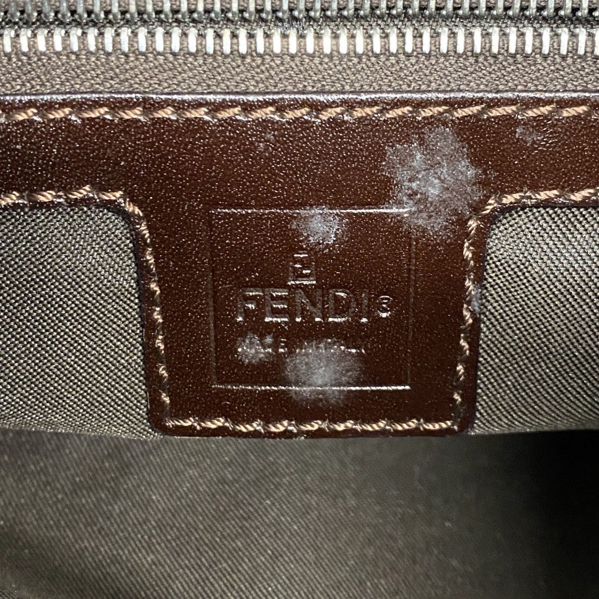 【6cb2333】フェンディ ショルダーバッグ ズッカ ナイロンキャンバス ブラウン シルバー金具【中古】レディース