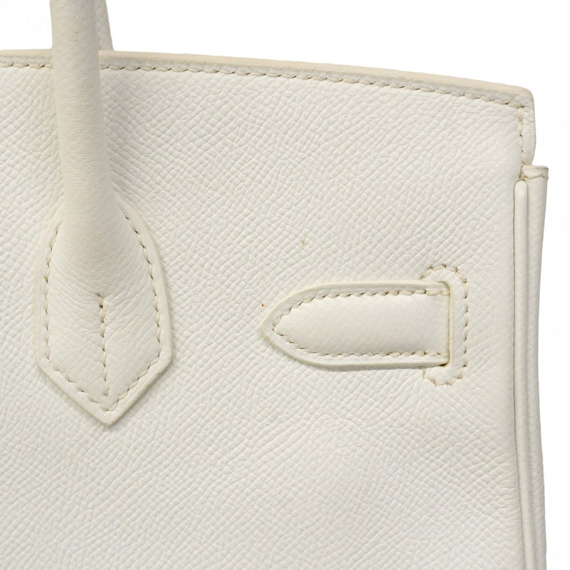 【6cb2358】エルメス ハンドバッグ バーキン30 ヴォーエプソン ホワイト シルバー金具 T刻印【中古】レディース