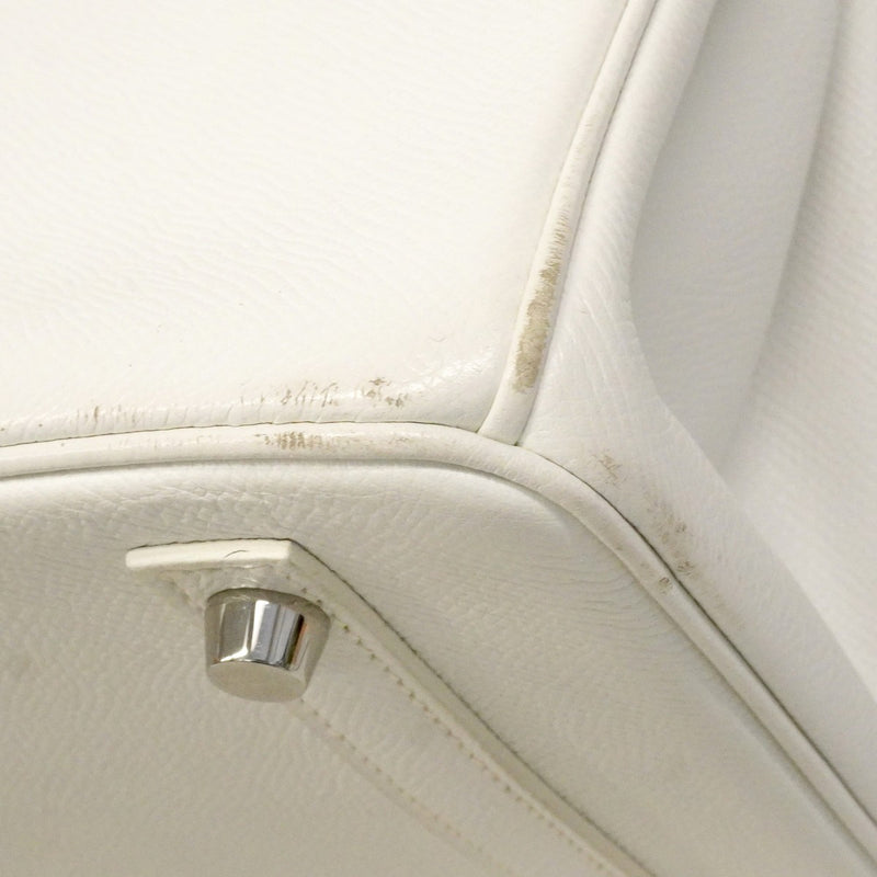 【6cb2358】エルメス ハンドバッグ バーキン30 ヴォーエプソン ホワイト シルバー金具 T刻印【中古】レディース