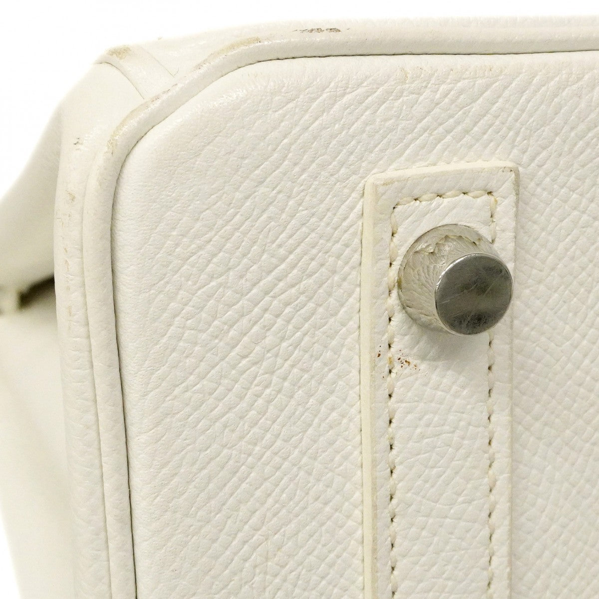 【6cb2358】エルメス ハンドバッグ バーキン30 ヴォーエプソン ホワイト シルバー金具 T刻印【中古】レディース