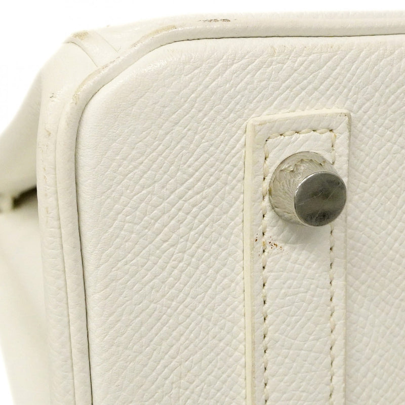 【6cb2358】エルメス ハンドバッグ バーキン30 ヴォーエプソン ホワイト シルバー金具 T刻印【中古】レディース