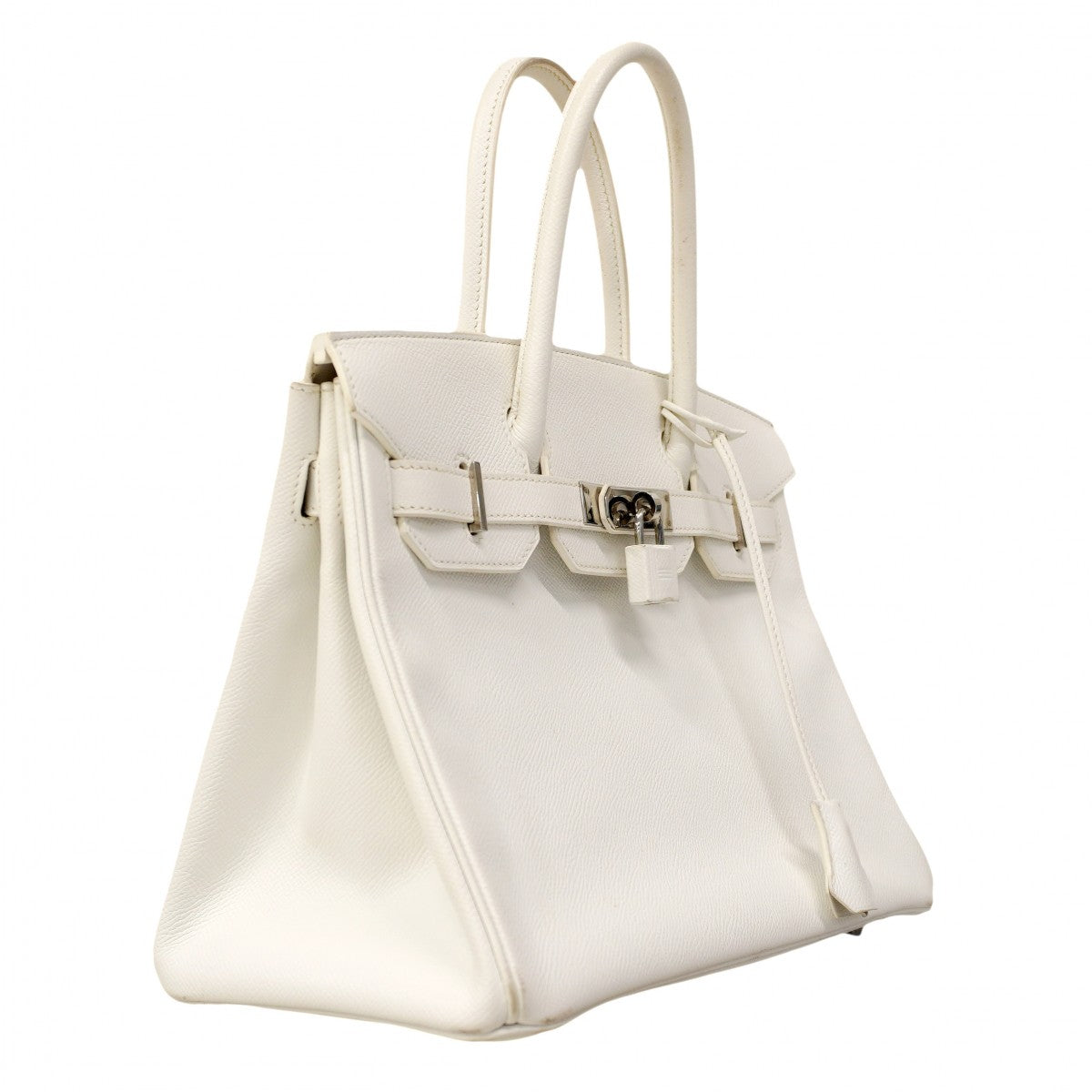 【6cb2358】エルメス ハンドバッグ バーキン30 ヴォーエプソン ホワイト シルバー金具 T刻印【中古】レディース