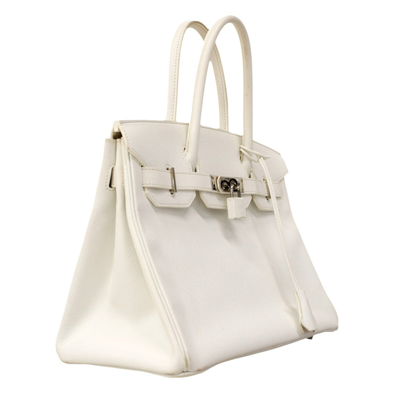 【6cb2358】エルメス ハンドバッグ バーキン30 ヴォーエプソン ホワイト シルバー金具 T刻印【中古】レディース