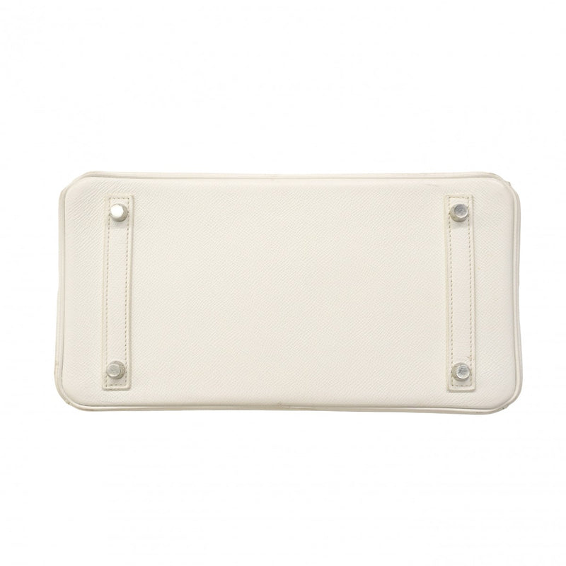 【6cb2358】エルメス ハンドバッグ バーキン30 ヴォーエプソン ホワイト シルバー金具 T刻印【中古】レディース