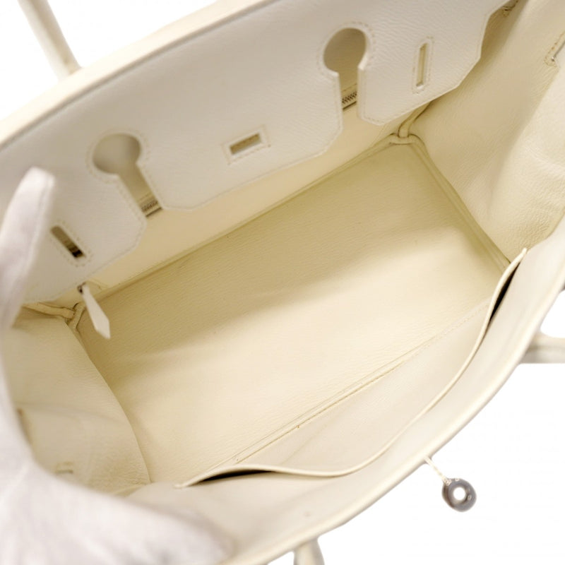 【6cb2358】エルメス ハンドバッグ バーキン30 ヴォーエプソン ホワイト シルバー金具 T刻印【中古】レディース