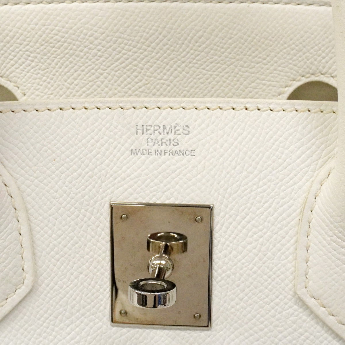 【6cb2358】エルメス ハンドバッグ バーキン30 ヴォーエプソン ホワイト シルバー金具 T刻印【中古】レディース